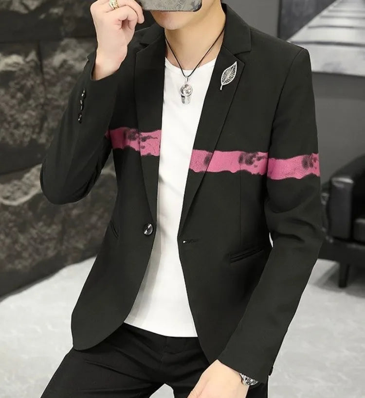 New Trendy Versatile Fashion Solid Color Korean Style Blazer Spring Autumn Casual Men's Slim Fit Handsome Suit Jacket Outerwear