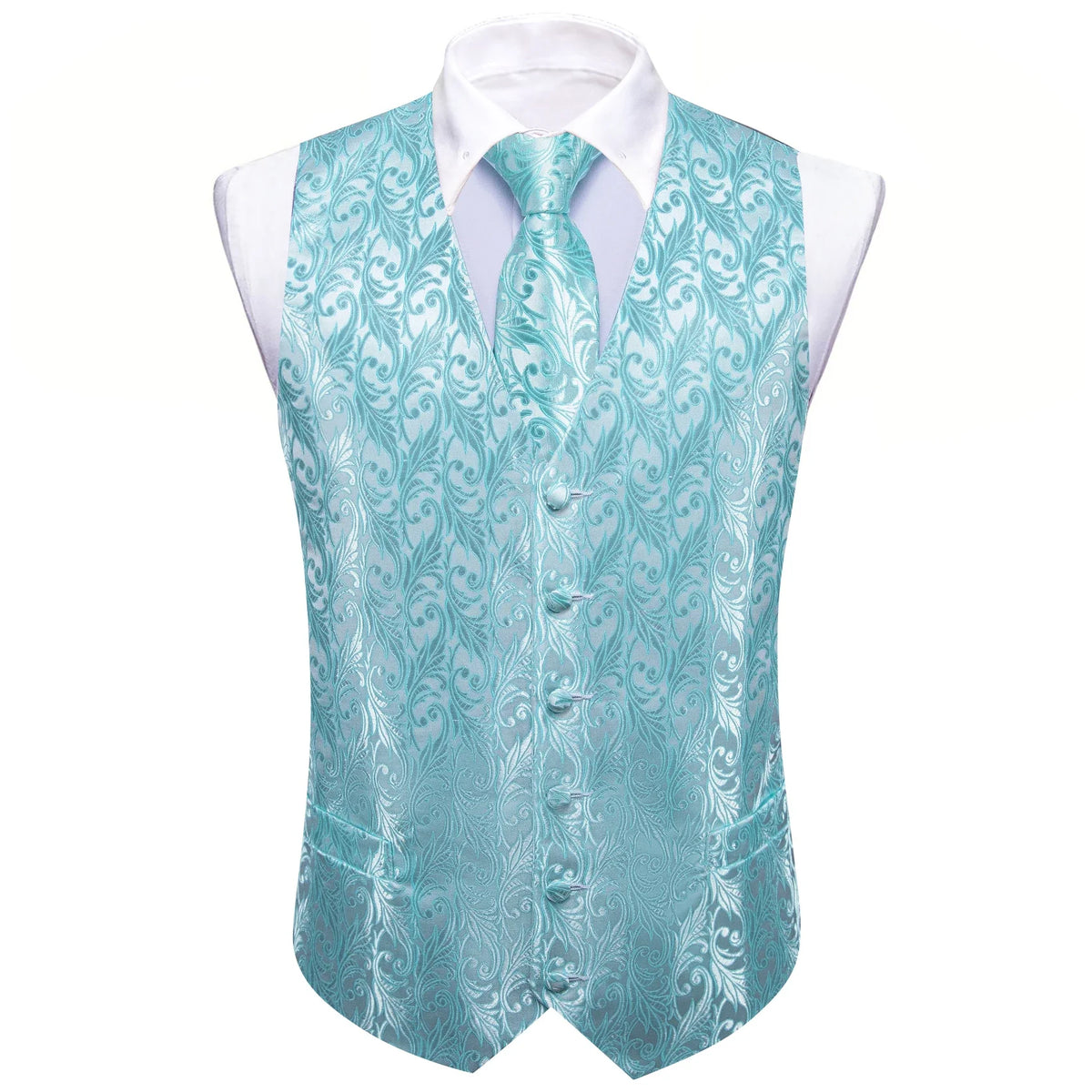 Men's Suit Vest with Matching Tie | Jacquard Paisley Waistcoat for Weddings & Formal Events