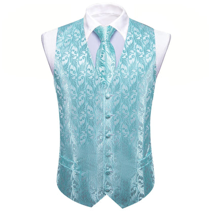 Men's Suit Vest with Matching Tie | Jacquard Paisley Waistcoat for Weddings & Formal Events