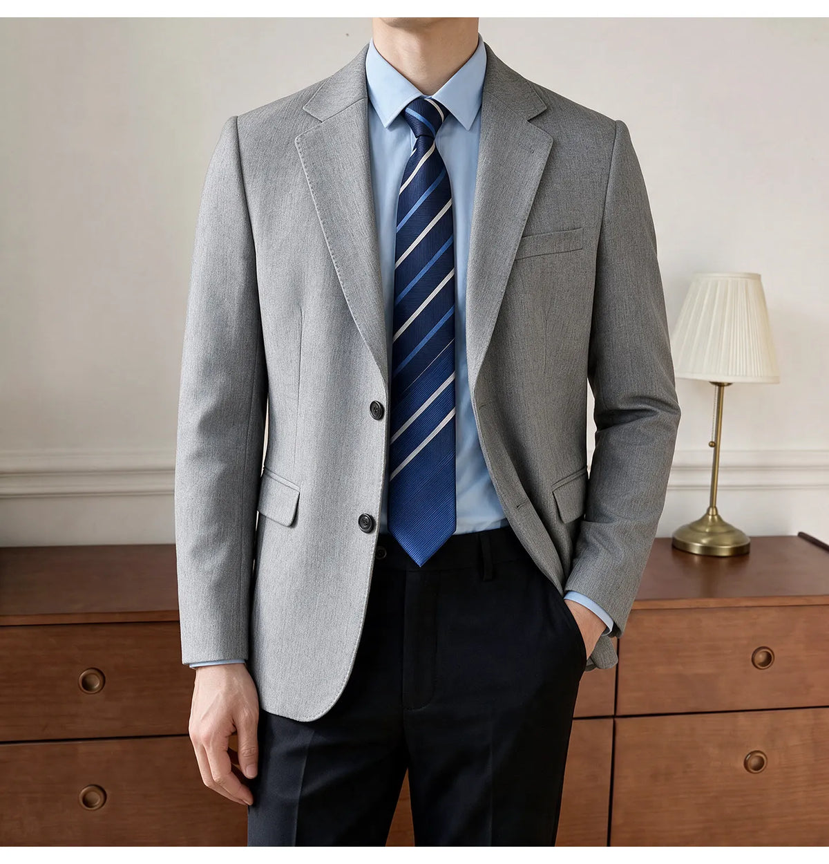Men's Blazer Retro Texture Smart Casual Suit Lightweight Business Commuter Jacket
