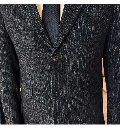 New Fashion Meteor Striped Suit Jacket High Quality Men's Slim Fit Business Formal Social Prom Party Casual Tuxedos 5XL-M