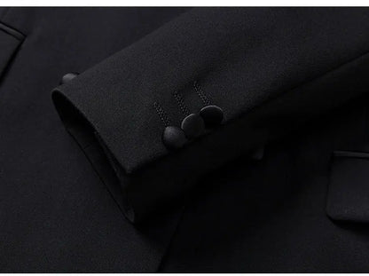 Patchwork Satin Double-breasted Designer Mens Black Blazer Hombre Elegant Groom Wedding Banquets Party Suits Jackets Coats 5XL