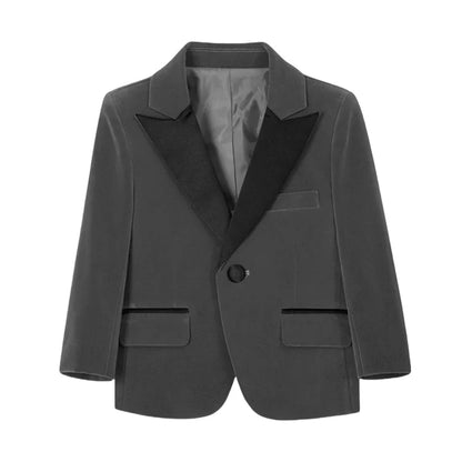 New Autumn Boys Handsome Velvet Jacket For School Performance High Quality Peak Lapel Kids Blazer Banquet Party Wear 2-20T