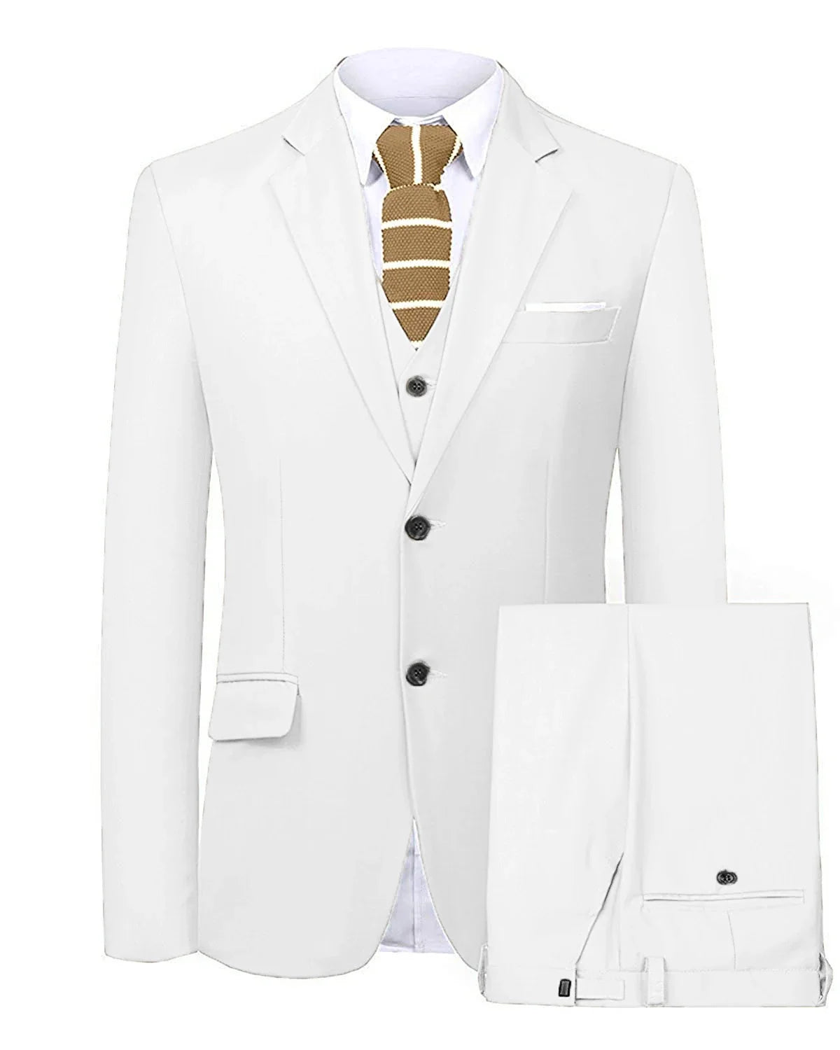 Men's 3 Pieces Suit Two Buttons Notch Lapel Jacket Waistcoat and Trousers Dinner Wedding Tuxedos Slim Fit Formal Business Suits