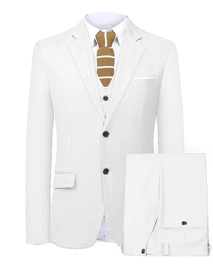 Men's 3 Pieces Suit Two Buttons Notch Lapel Jacket Waistcoat and Trousers Dinner Wedding Tuxedos Slim Fit Formal Business Suits