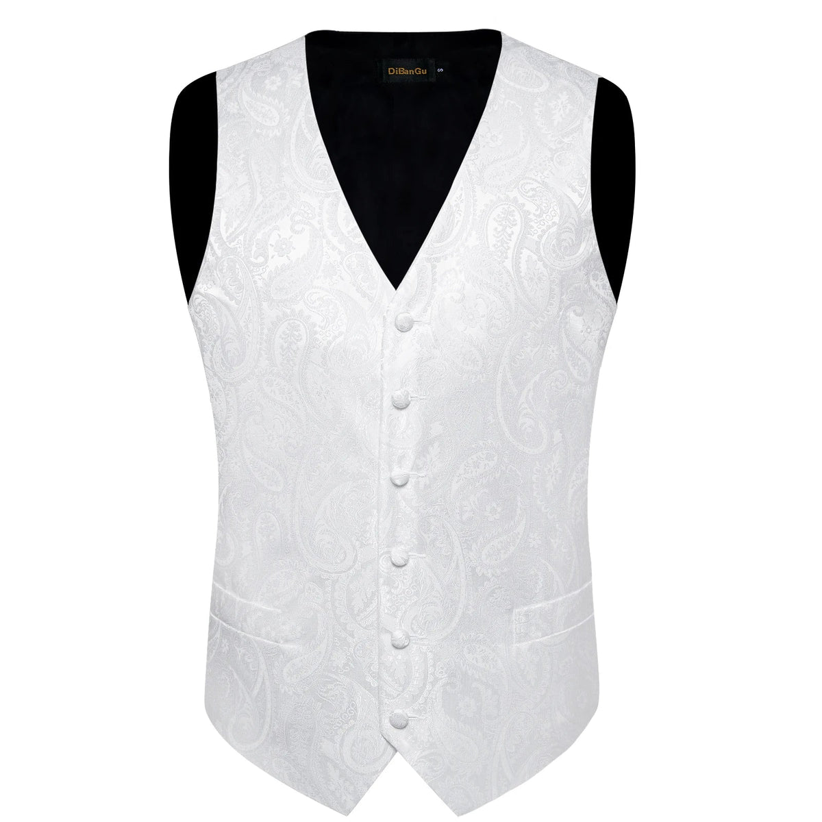 Men's Paisley Waistcoat Set – Single Breasted Formal Vest with Necktie and Pocket Square for Weddings and Business Events
