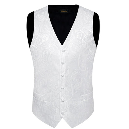 Men's Paisley Waistcoat Set – Single Breasted Formal Vest with Necktie and Pocket Square for Weddings and Business Events