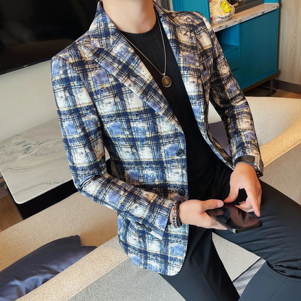 Autumn Winter Casual Suit Jackets Men's Korean Trendy Slim Handsome Wedding Business Blazer Streetwear Social Daily Dress Coat