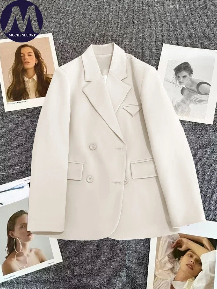 Women's Korean Fashion Long Sleeve Blazer Spring Autumn Casual Loose Office Coat Versatile Street Trend Blazer for Women