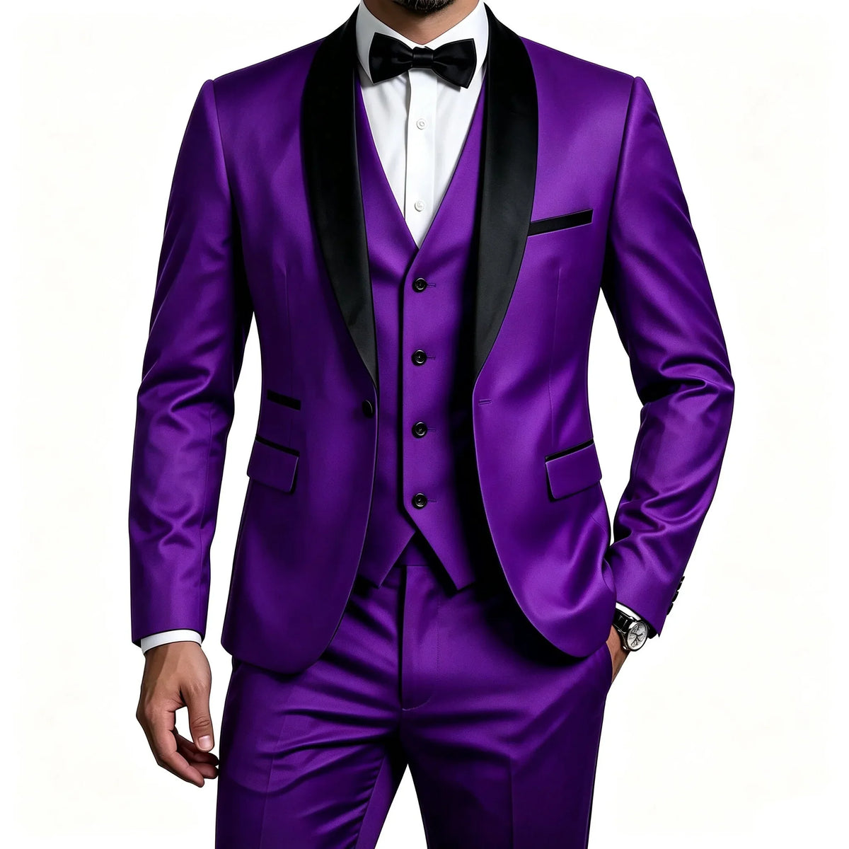 Men 3 Piece Tuxedo Suit Shawl Lapel Formal Wedding Groom Blazer Jacket Vest Pants Business Party Suit