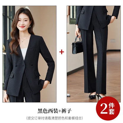 Fashionable business women's suit, high-quality two-piece pants + blazer. Unique temperament, comfortable and stylish