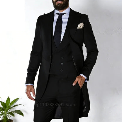 Men's 3-Piece Suit Set Single Breasted Peak Lapel Blazer for Weddings & Business