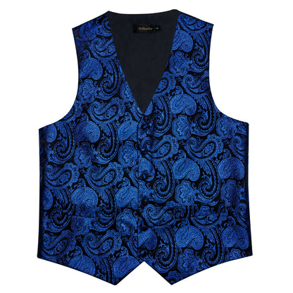 Men's Paisley Waistcoat Set – Single Breasted Formal Vest with Necktie and Pocket Square for Weddings and Business Events