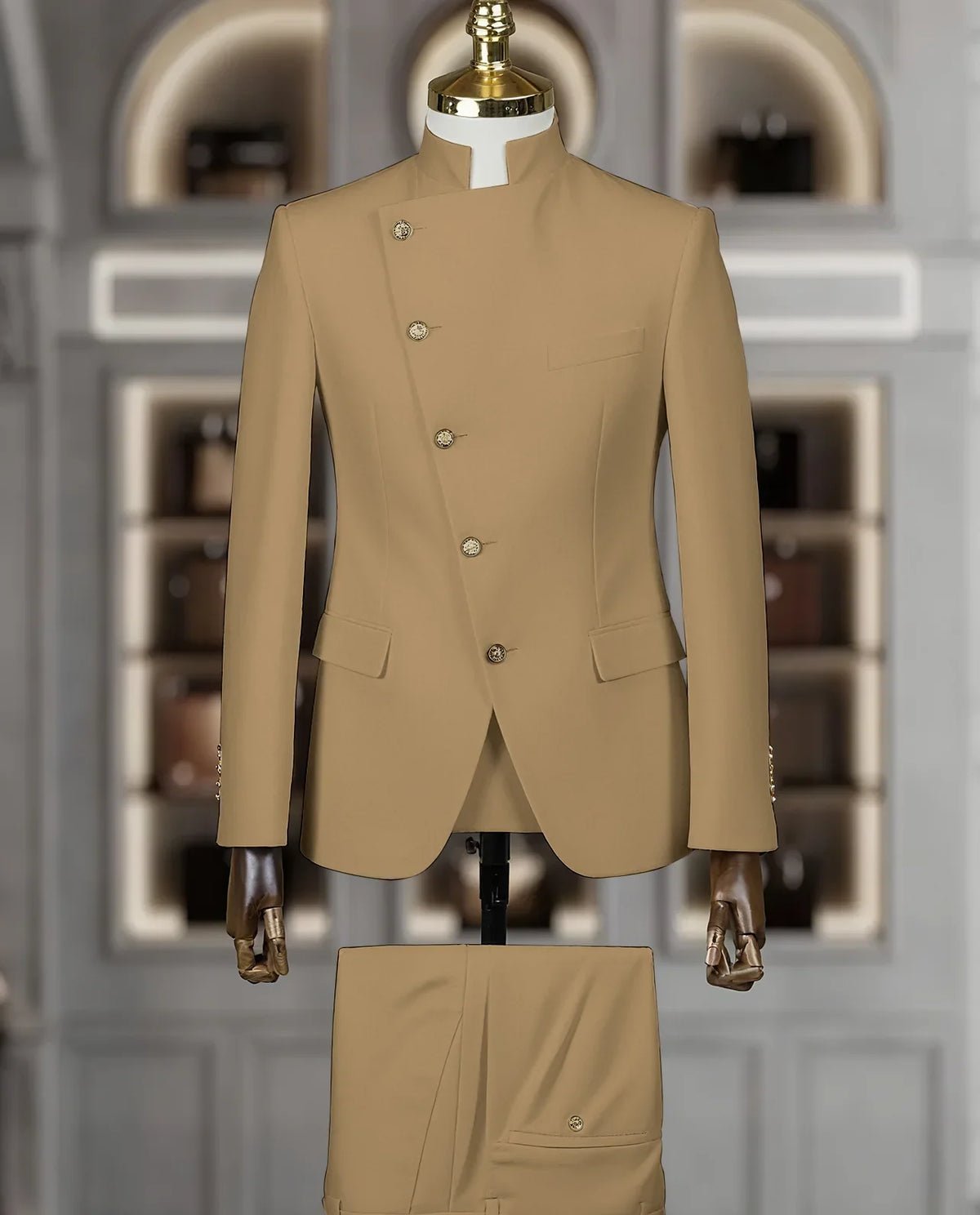 Costume Homme Cintrée 2 Pièces Uni pour Marié, Ensemble Blazer et Pantalon, Formel et Élégant, pour Fête, Bal de Fin d'Année, Banquet (Veste + Pantalon)