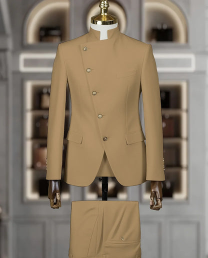 Costume Homme Cintrée 2 Pièces Uni pour Marié, Ensemble Blazer et Pantalon, Formel et Élégant, pour Fête, Bal de Fin d'Année, Banquet (Veste + Pantalon)