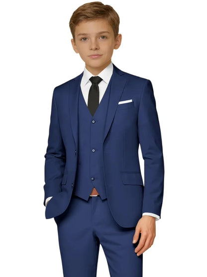 New Kids Solid Suit Set 3 Pieces For Formal Occasion Classy Premium Boys Slim Fit Tuxedo Birthday Party Wear 2-20T