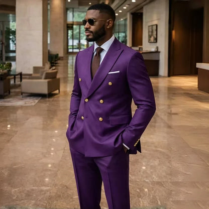 Costumes formels croisés pour hommes invités 2 pièces costume de mariage slim fit ensemble blazer pantalon à la mode pour fête banquet bal de promo