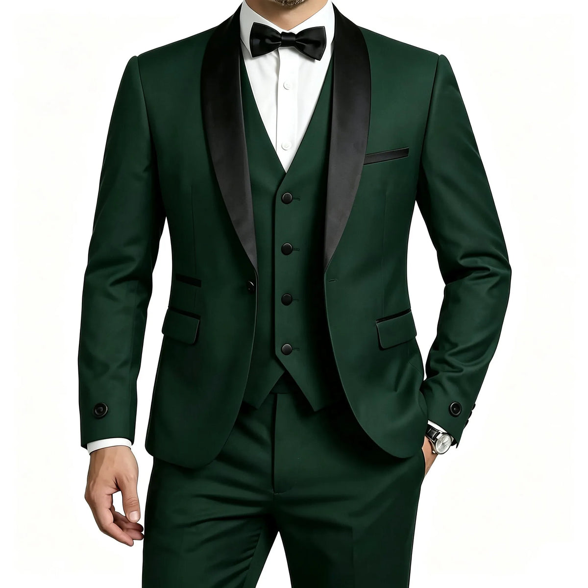 Men 3 Piece Tuxedo Suit Shawl Lapel Formal Wedding Groom Blazer Jacket Vest Pants Business Party Suit
