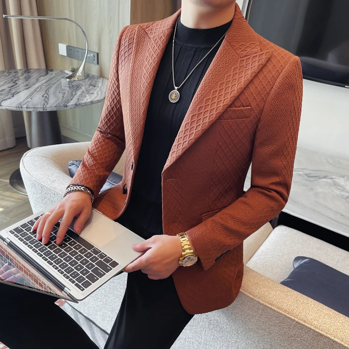Autumn Winter Single Breasted Wedding Suit Jacket for Men Business Casual Slim Fit Blazers Banquet Party Social Suit Jackets