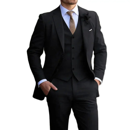 Men's 3-Piece Slim-Fit Suit Set – Blazer, Vest & Trousers for Formal, Business & Wedding
