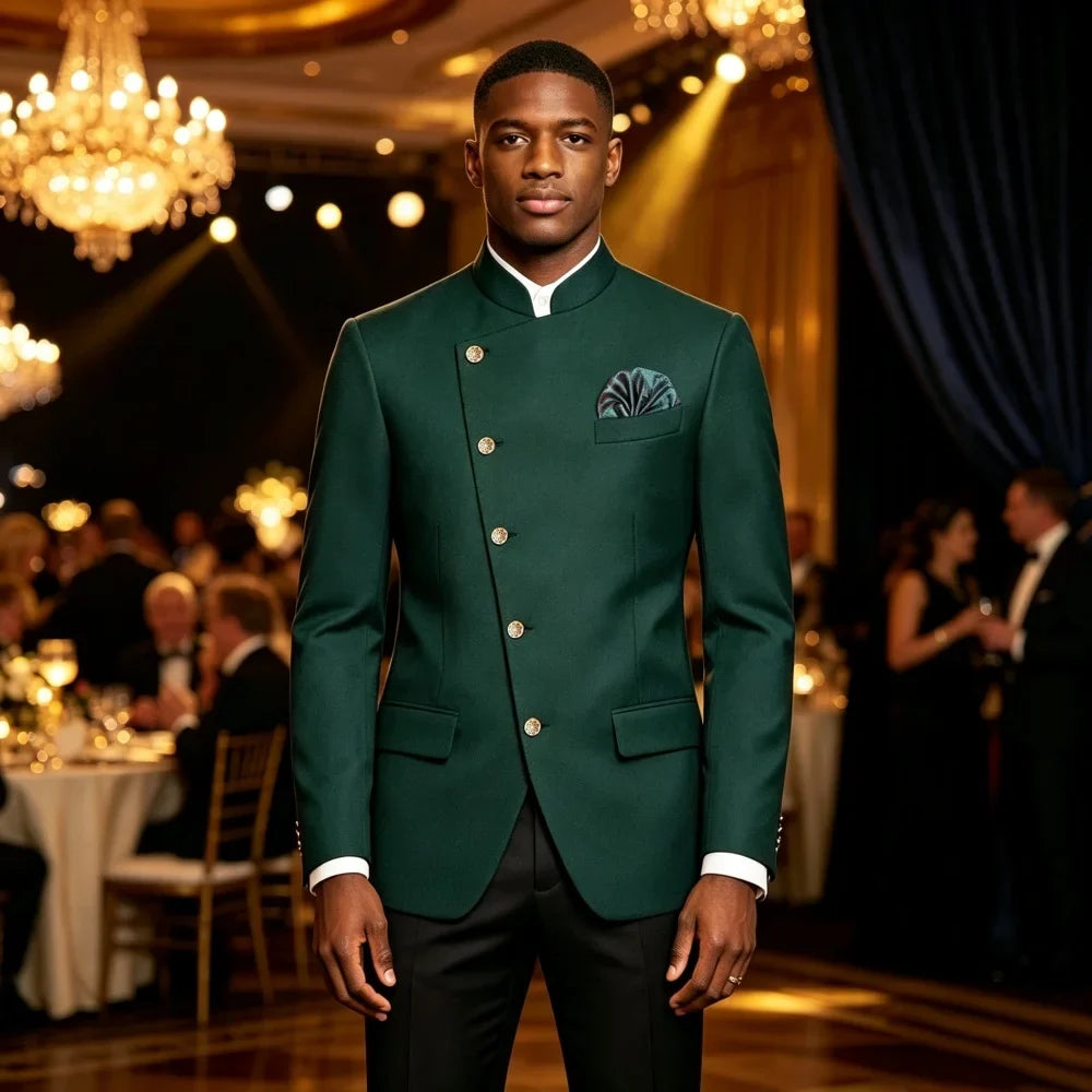 Single Breasted Wedding Suit Jacket For Men 1 Piece Stand Collar Slim Fit Fashion Blazer Prom Banquet Formal Business Outerwear