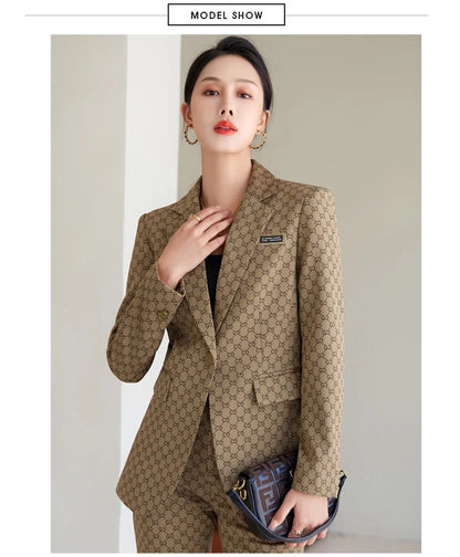 High Quality Fabric Women Business Suits With Pants and Blazer Coat Professional Autumn Winter Office Ladies Pantsuits Blazers