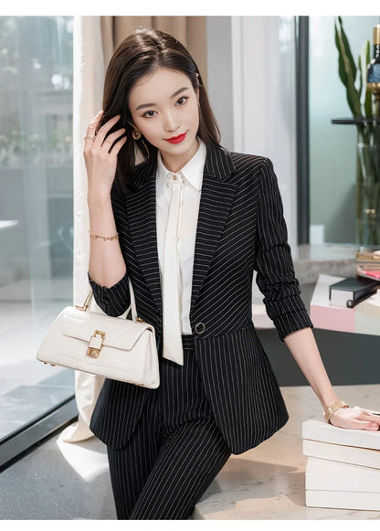 Striped Fashion Women's Suit Set, High Quality Two-Piece Pants + Suit Jacket. New spring/summer 2026