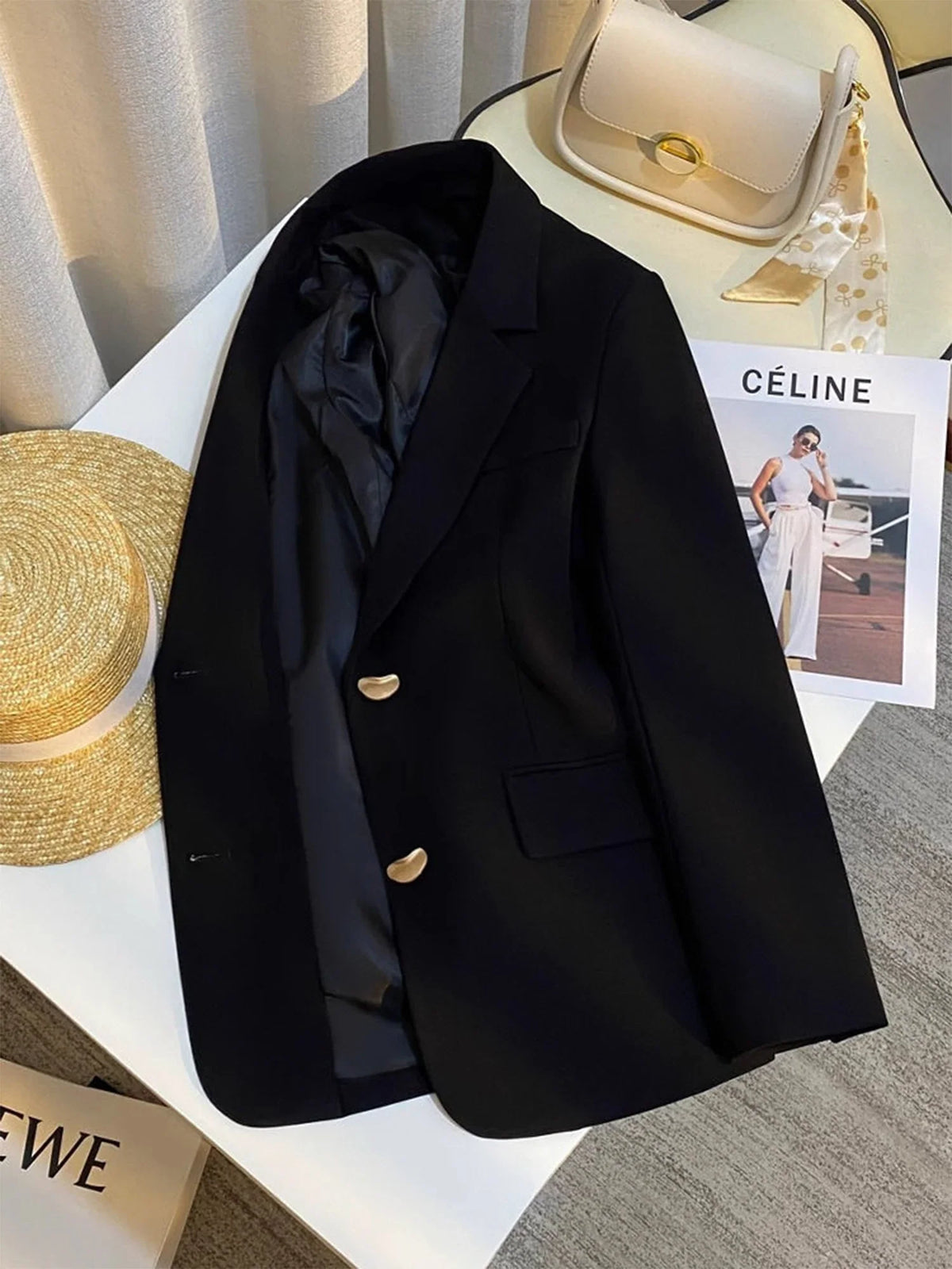 Women's Black Blazer Jacket Y2k 2000s Vintage Suit Coat Casual Elegant Loose Suit Jacket Outerwear for Women Spring Autumn 2026