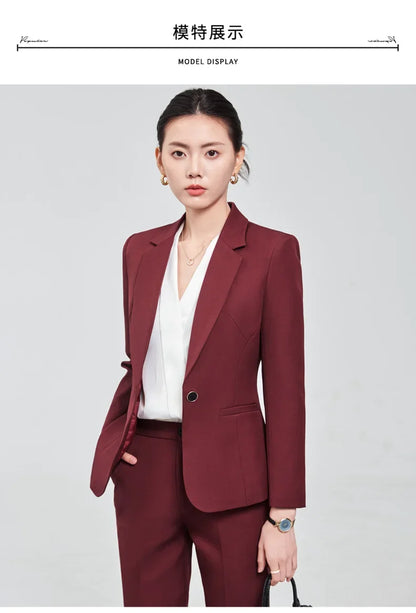 2025 new autumn and winter womens professional business formal fit two-piece suit jacket + pants. Elegant and stylish