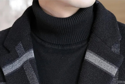 Korean Fashion Woolen Coat Men's Mid-Length Slim-Fit Trench Youth Business Casual 2023 Autumn Winter New Style