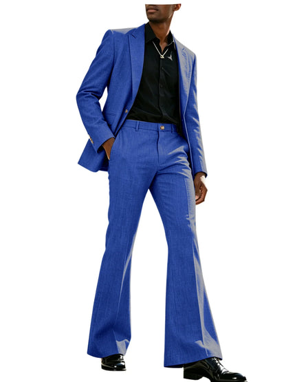Men's 2-Piece Retro Flare Suit – Slim Fit Bell Bottom Blazer & Wide Leg Pants for Formal Occasions