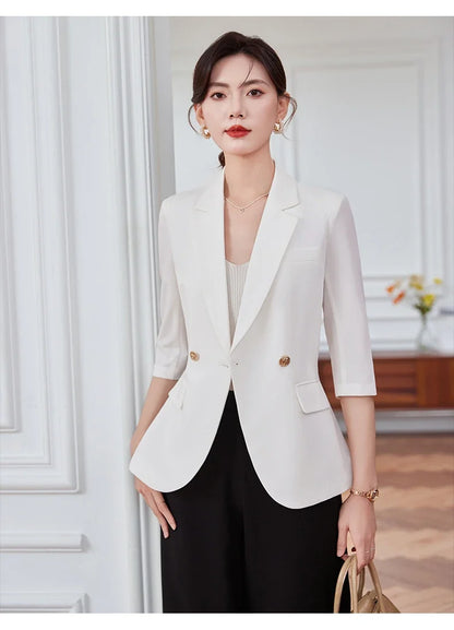 Mid-sleeved fashionable business women's clothing, high-quality two-piece suit jacket + pants, new spring 2026