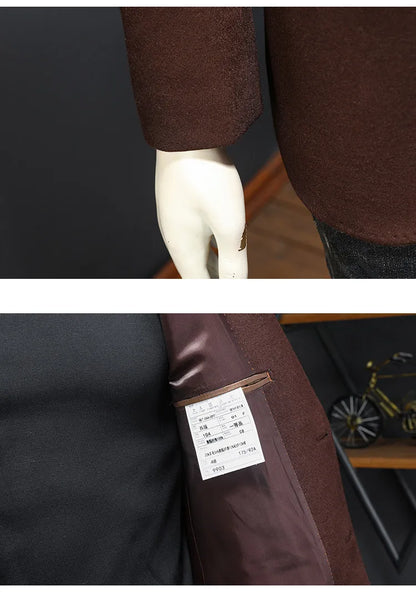 Men's Smart Casual Wool Blend Blazer – Single Breasted Suit Jacket – Black & Coffee
