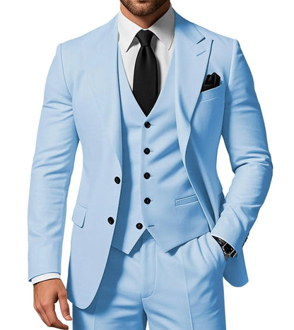 Costume de Mariage Homme Formel Solide - Marié, Garçon d'Honneur, Fête, Bal, Affaires, Bureau - Ensemble 3 Pièces : Blazer, Gilet, Pantalon