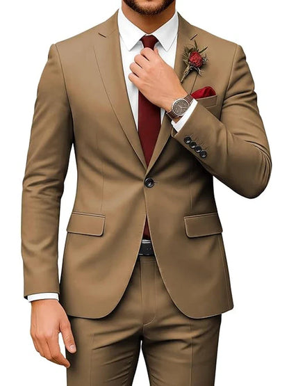 Men's 2-Piece Velour Suit – Slim Fit Blazer and Pants for Wedding, Prom & Formal Occasions