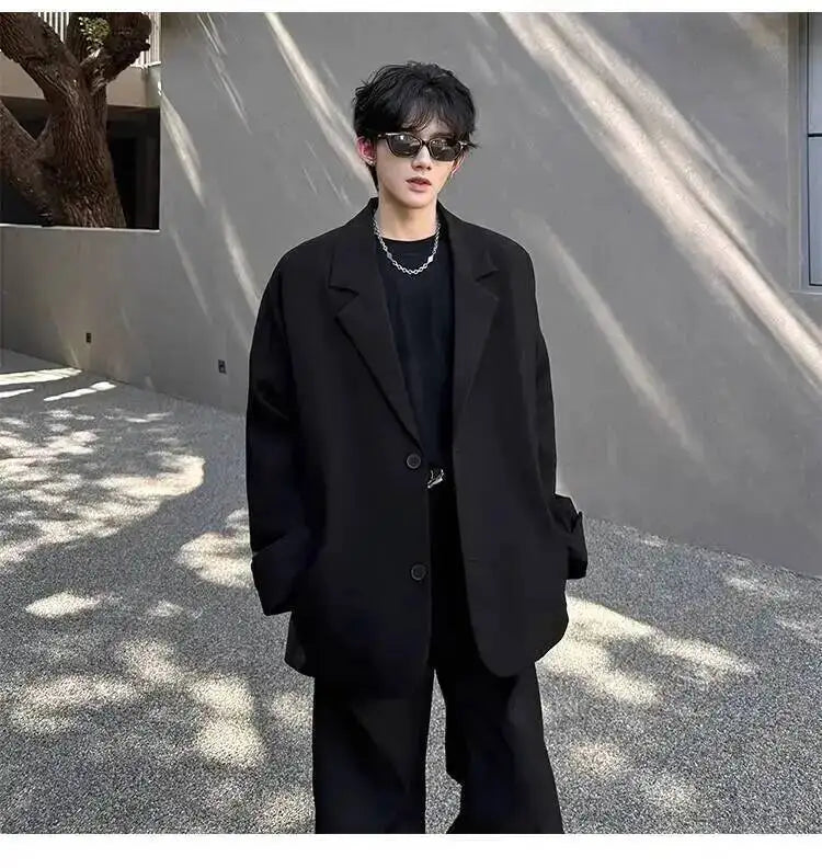 Men's Handsome Loose Casual Blazer Jacket Fashion Elegant 2026 New High Quality Stylish Social Solid Color Clothes JY7595