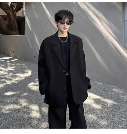 Men's Handsome Loose Casual Blazer Jacket Fashion Elegant 2026 New High Quality Stylish Social Solid Color Clothes JY7595