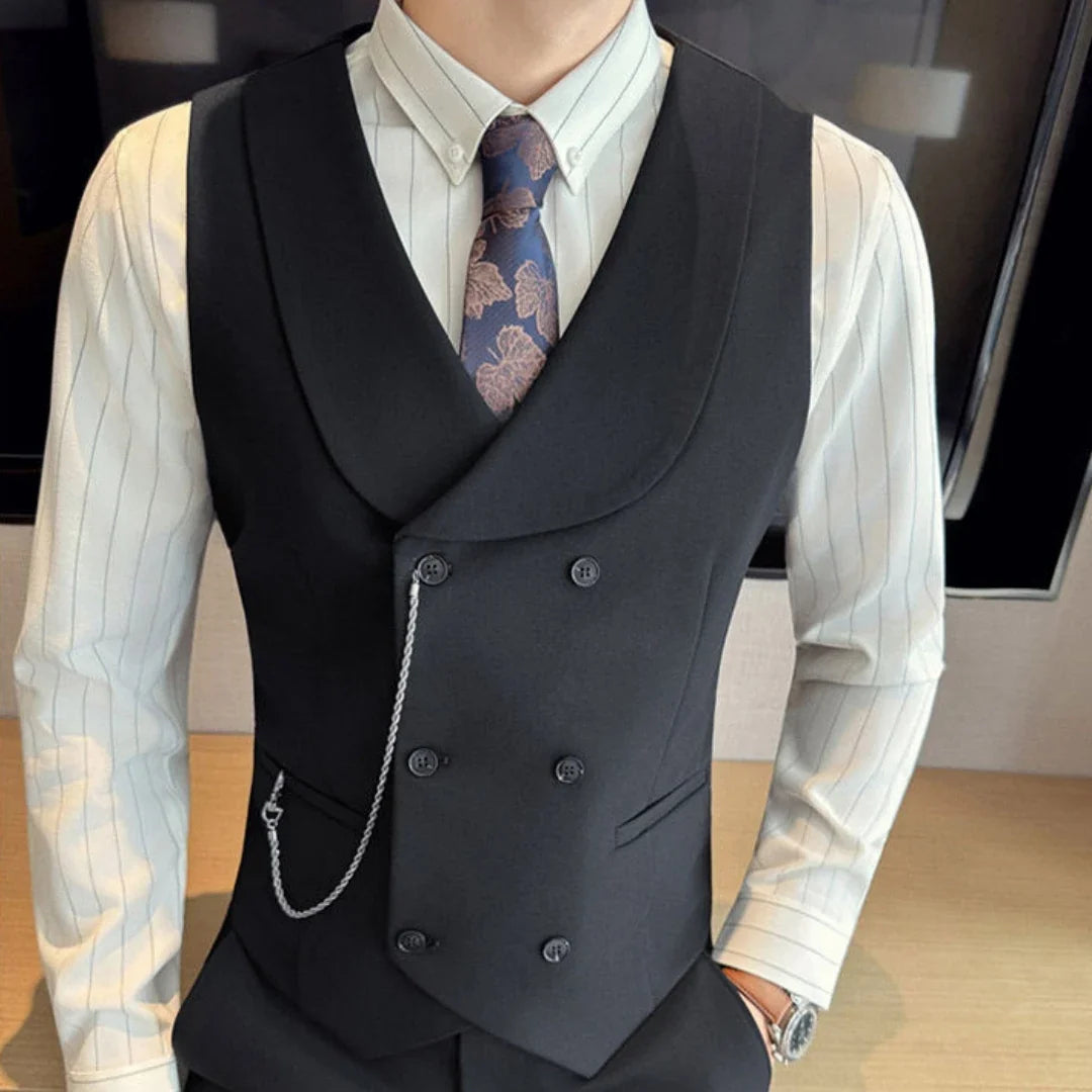 Men's Double Breasted Vest – Formal Lapel Waistcoat for Weddings & Events