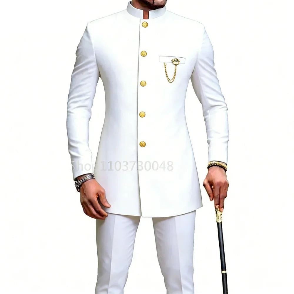 New Style Suits for Men 2 Pieces Business Blazer and Pants Set Elegant Slim Fit Men's Suit for Wedding Prom Groomsmen Outfits