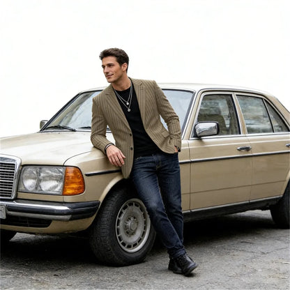 Men's Striped Blazer Casual Slim Fit Suit Jacket 2026 New Business Casual Single Breasted Blazer for Men Office Wedding Party Co