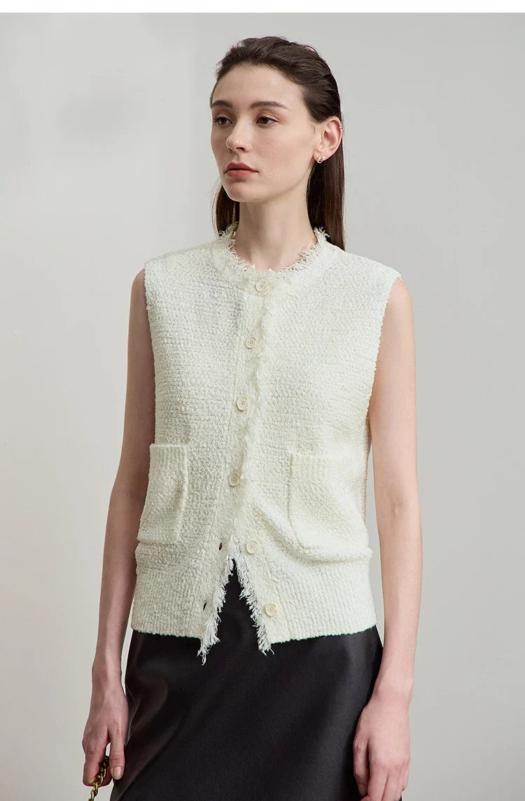 Women's Vest 2025 Autumn New O-neck Elegant Retro Knitted Vest Women's Casual Versatile Loose Sleeveless Top Female12543082