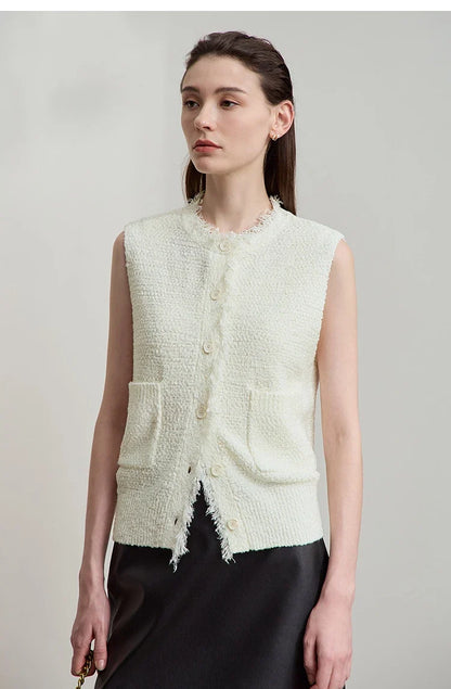 Women's Vest 2025 Autumn New O-neck Elegant Retro Knitted Vest Women's Casual Versatile Loose Sleeveless Top Female12543082