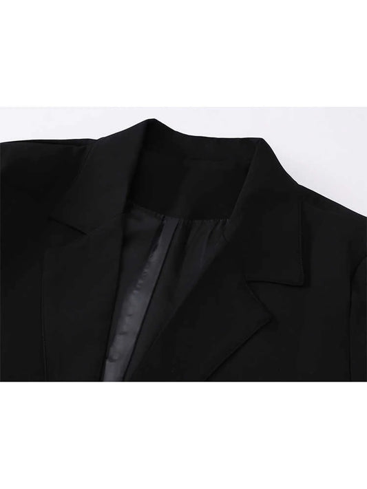 Women's Black Gothic Autumn Blazer Coat Vintage Harajuku Elegant Long Sleeve Sequins Suit Jacket Outerwear Top 2000s Emo Clothes