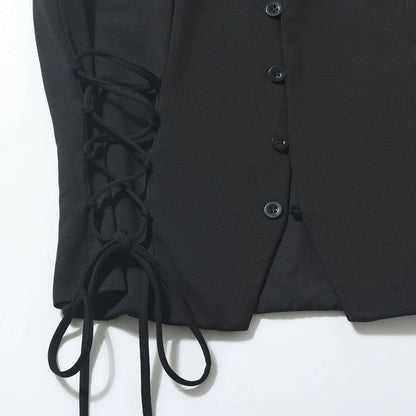 Women Vest Steampunk V-Neck Sleeveless Cropped Vest Vintage Casual Top Fitted Jacket Waistcoat