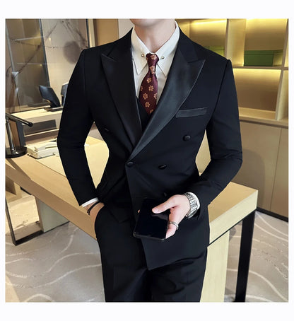 Plus Size 6XL 5XL Men Formal Business Suit 3 Set Pieces Classic Slim Fit Business Suits Sets Autumn Men Wedding Party Tuxedo