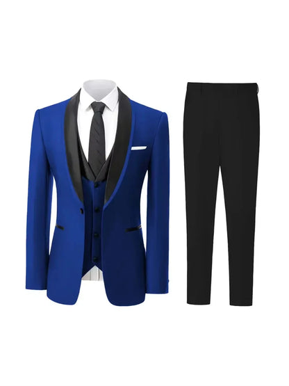 Wedding Men's Suits 3 Pieces Slim Fit Banquet Casual Wedding Suit Single Breasted Lapel (Jacket+Vest+Pants)