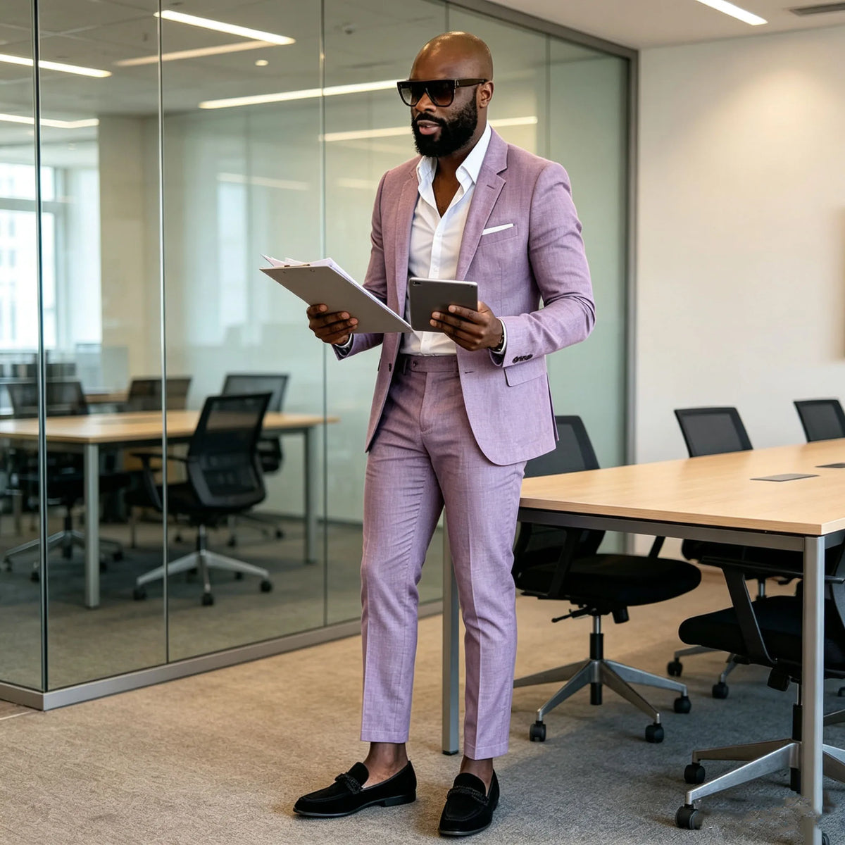 Summer Men's Linen Blend Suit 2 Pieces Slim Fit Casual Lightweight Jacket Pant Set for Party Business Wedding Prom Daily Wear