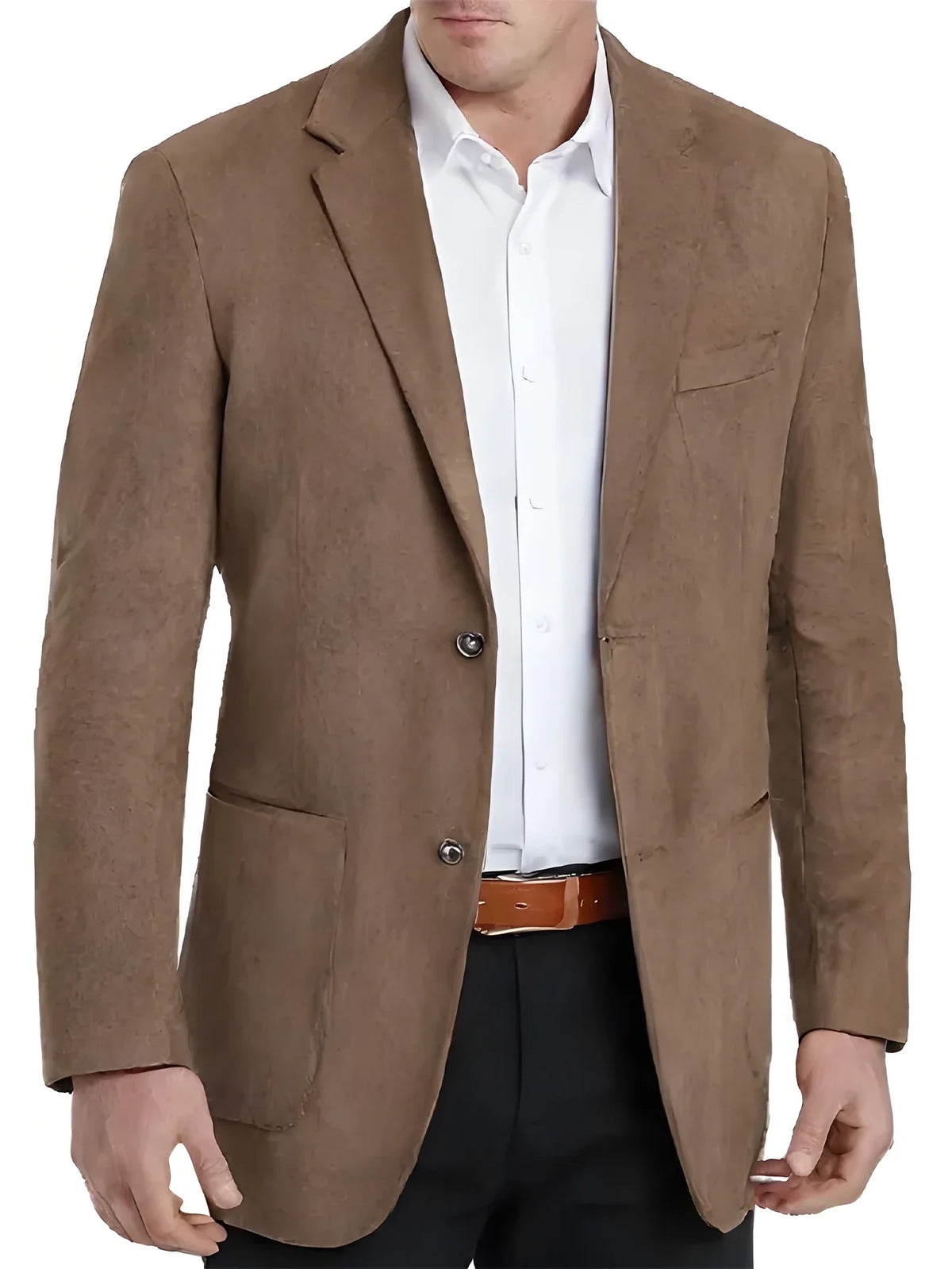 Men Faux Suede Single Blazer, 2 Button Notch Lapel Casual Sport Coat, Business Wedding Daily Formal Suit Jacket Outerwear