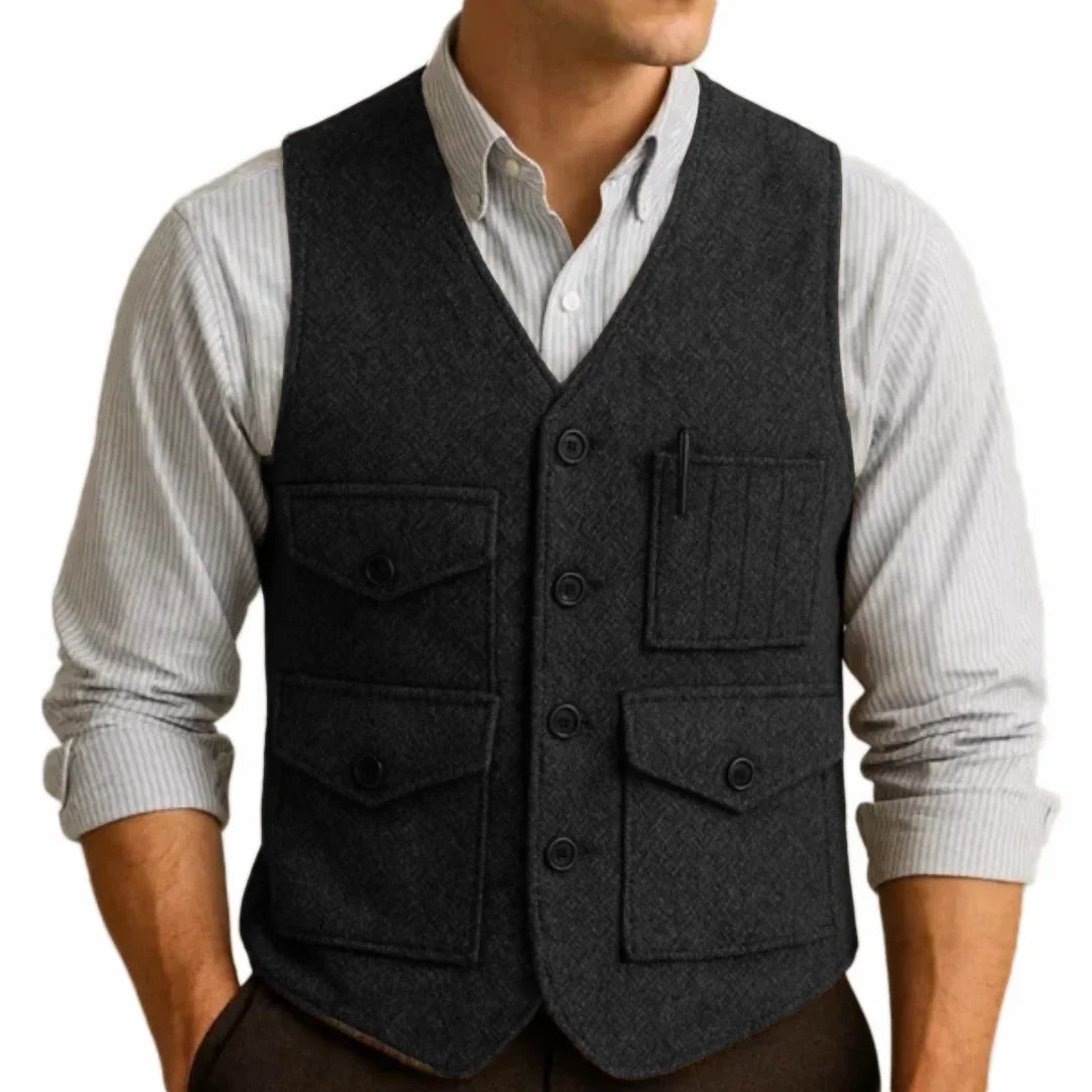 Men's Formal Vest Single Breasted Waistcoat for Wedding and Business