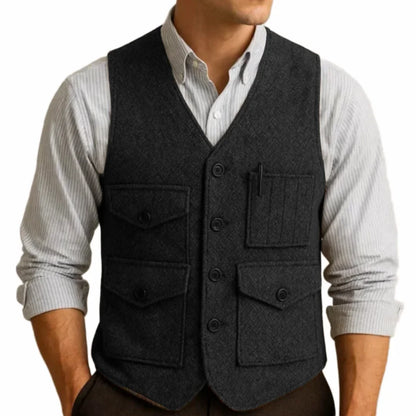 Men's Formal Vest Single Breasted Waistcoat for Wedding and Business